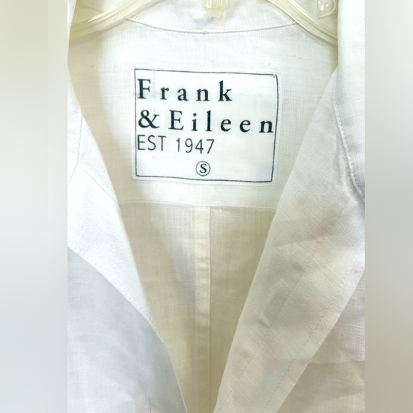 Frank & Eileen Fitted White 100% Linen Button Down Small Long Sleeve Shirt $258 - Picture 2 of 9